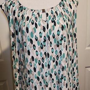 Kasper Women's Teal and Black Polka Dot Blouse